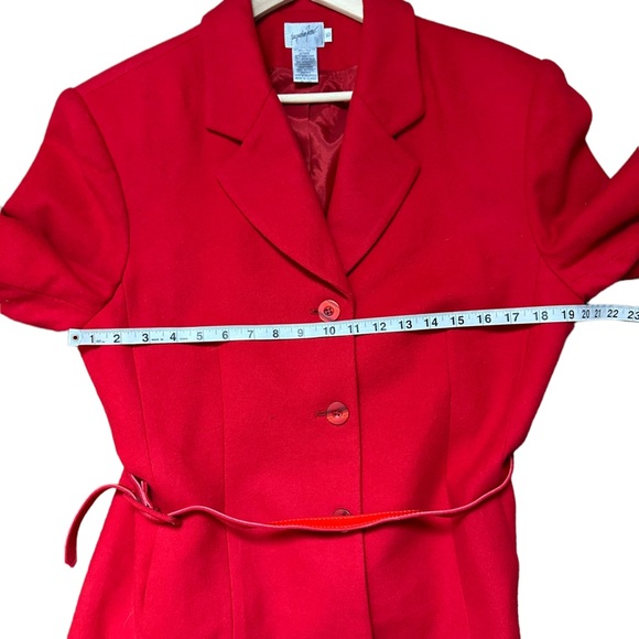 Jacqueline Ferrar Women Vintage Red Cashmere & Wool Blend Blazer with Belt Sz.16 - Picture 8 of 13